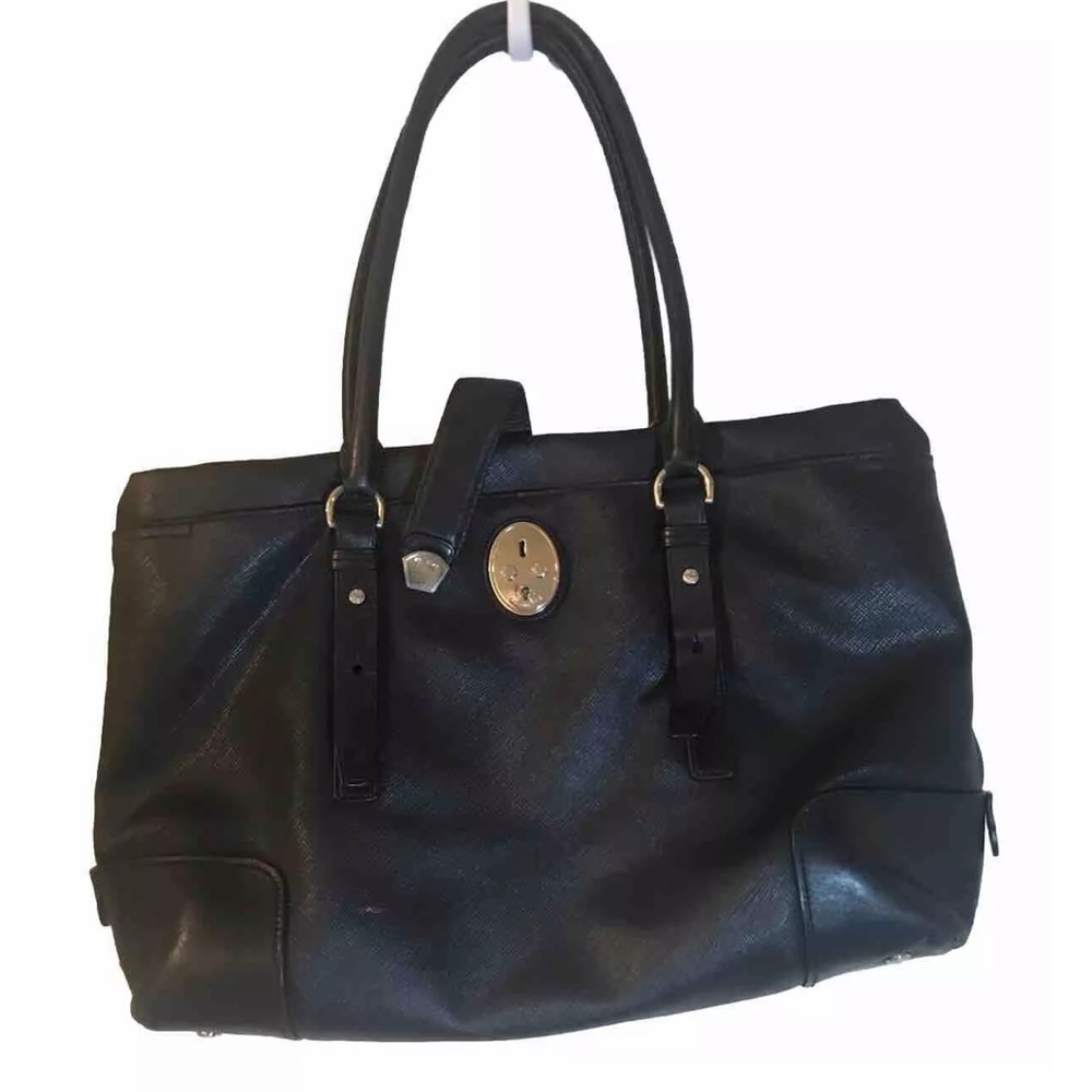 TUMI Villa Turin Black Canvas w/ Leather Trim Commute Shoulder Tote Bag #73105D2 - Picture 1 of 9